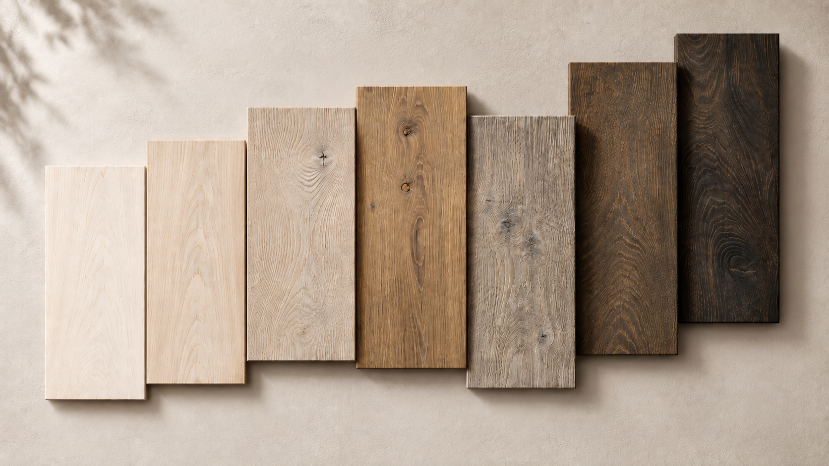 Oak flooring finish range from pale white wash to smoked and reactive stains by VOGUE Parquet