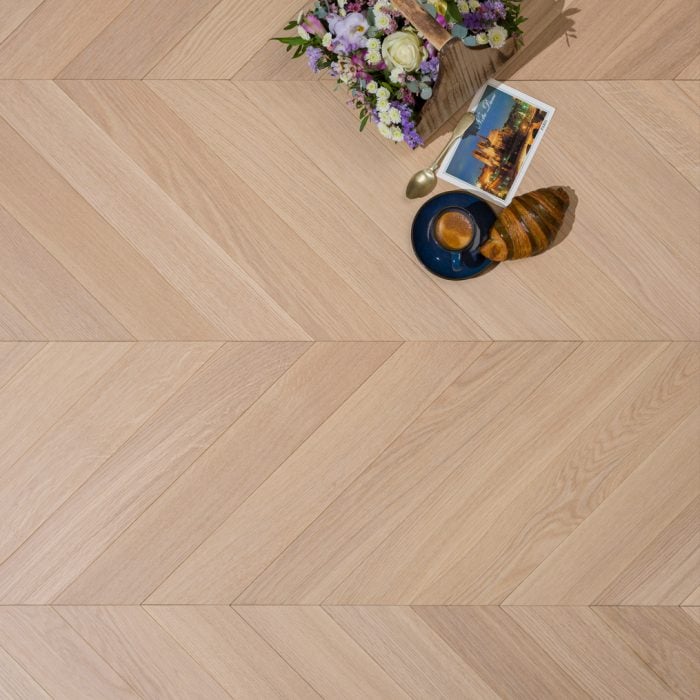 Oak Titanium Buff Chevron-European Oak Engineered Wood Floor