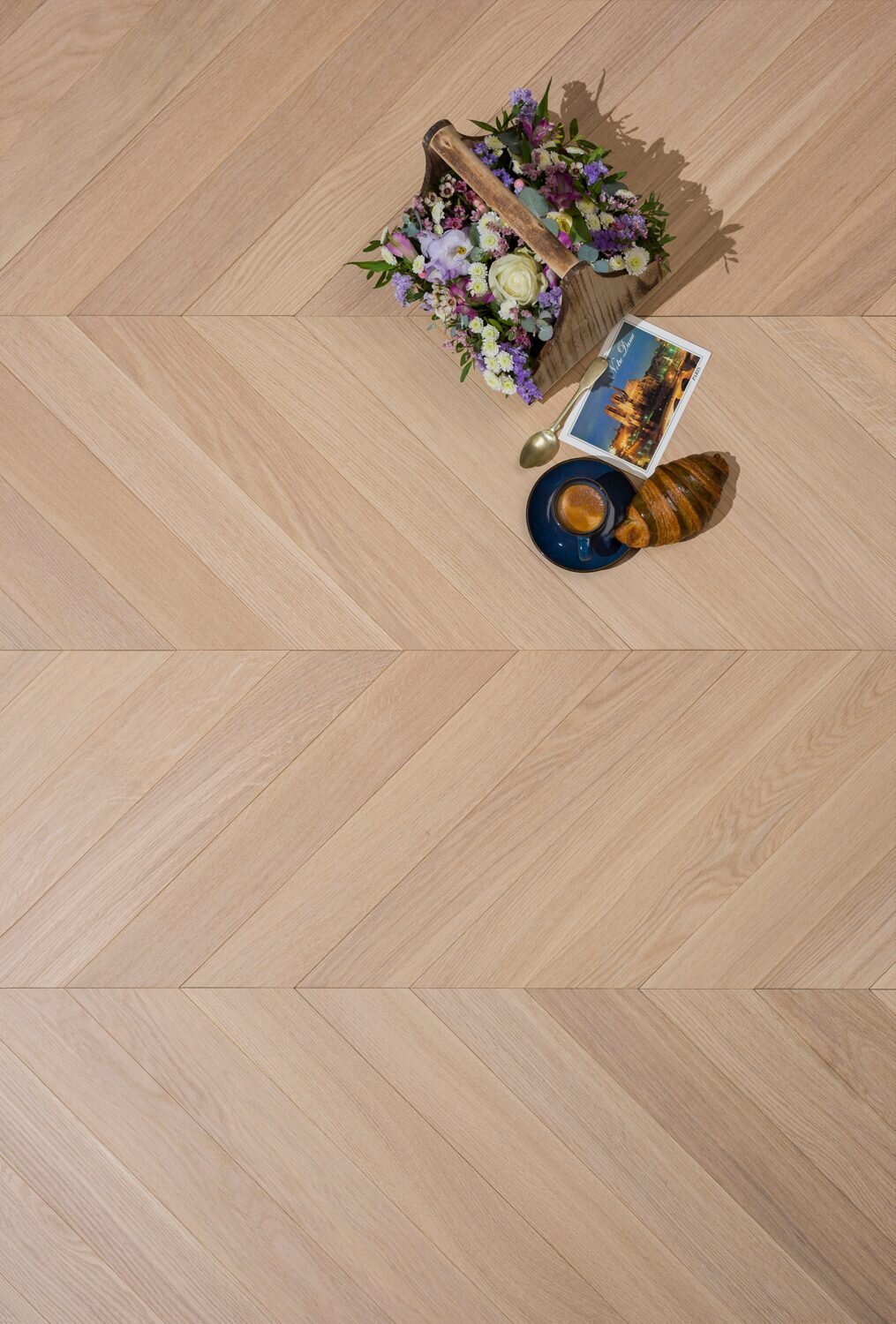 Oak Titanium Buff Chevron-European Oak Engineered Wood Floor