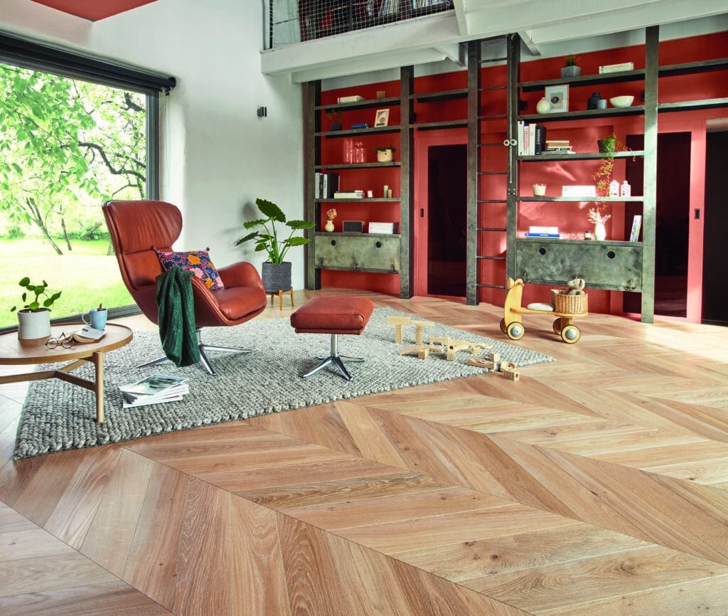 Chevron parquet flooring crafted from certified French oak – Types of Wood Flooring
