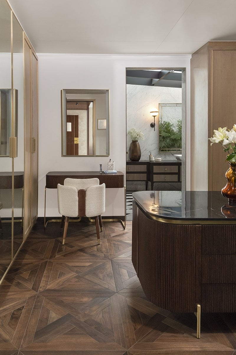 Wide Plank Walnut Hardwood in a Luxury bedroom
