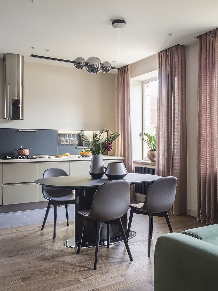 Oak Cedar European Oak Flooring with silk finish in modern dining room