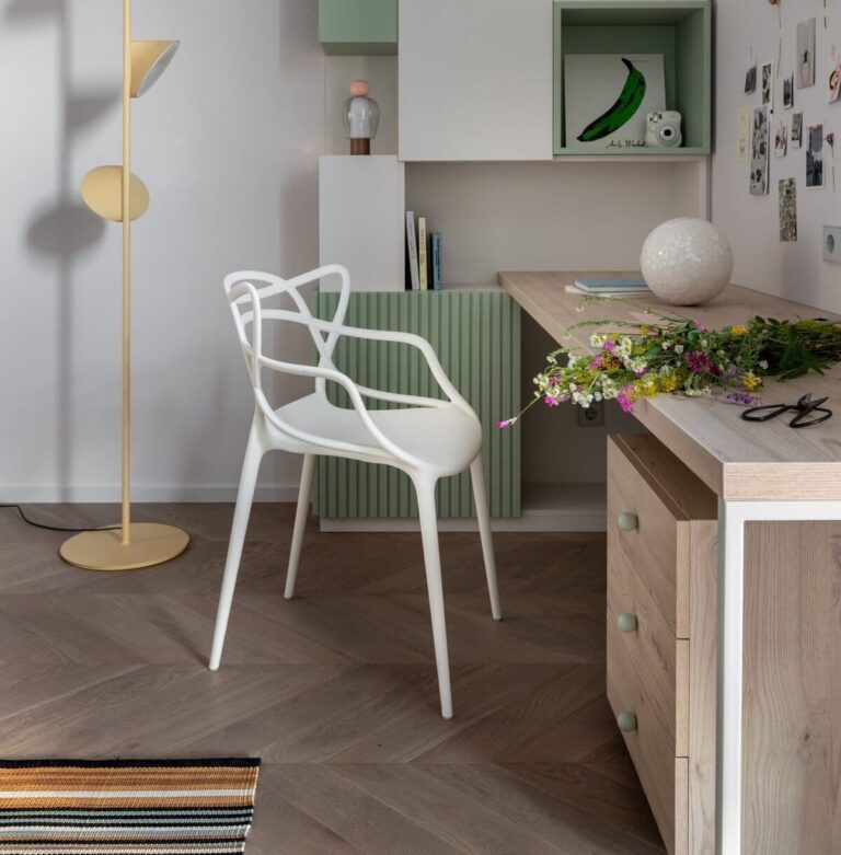European oak chevron flooring in luxury Miami residence