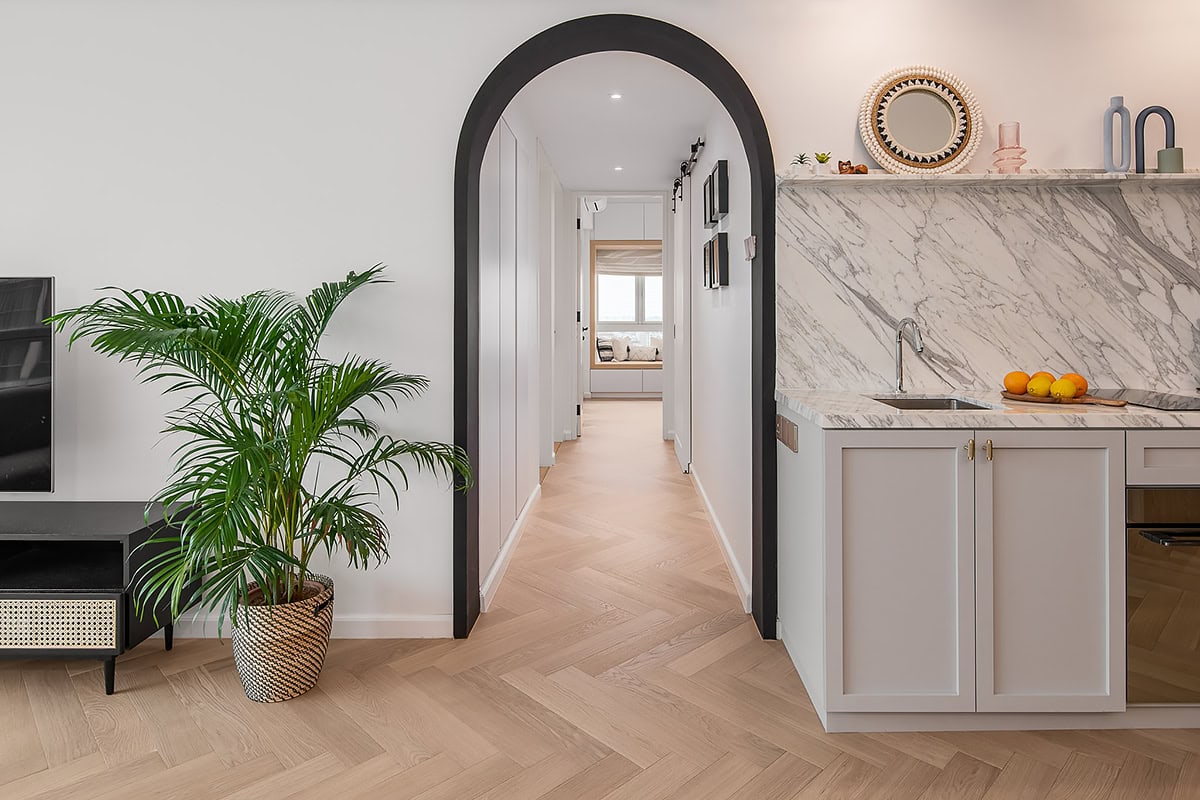 Modern herringbone oak flooring installation representing leading European Wood Floor Trends for 2025