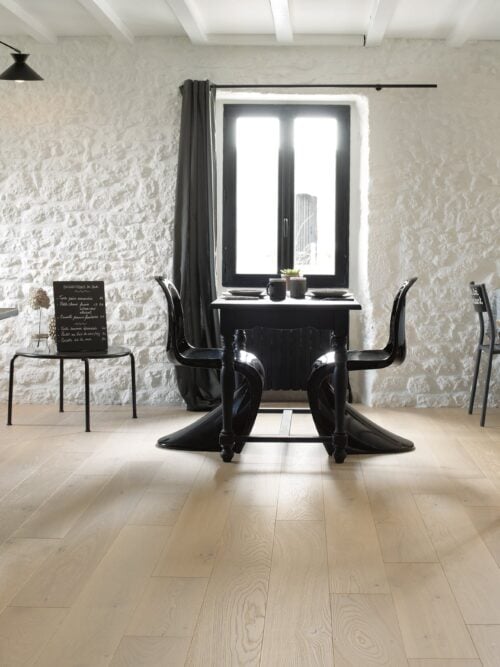French oak wood flooring by VOGUE Parquet, light color.