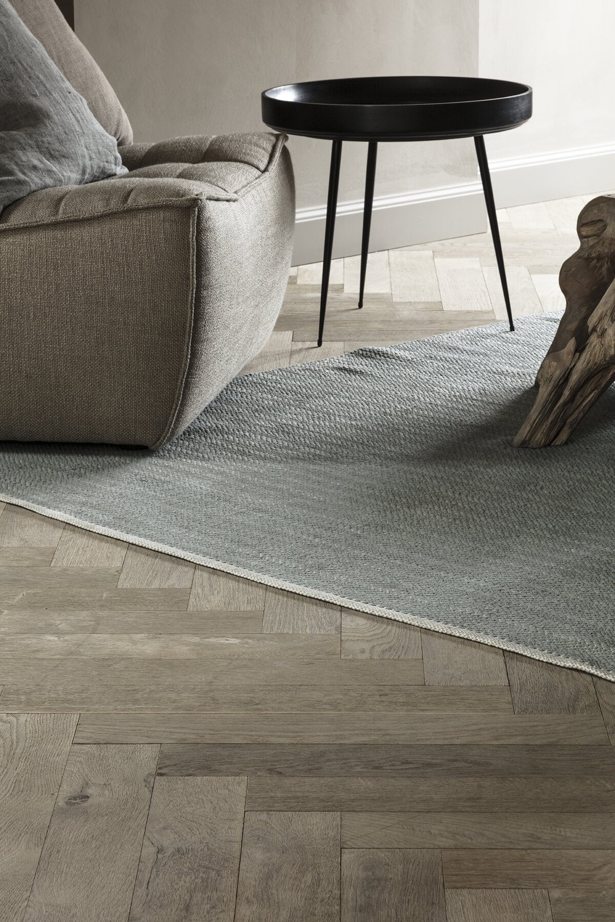 Luxury herringbone flooring in Miami residence with European oak