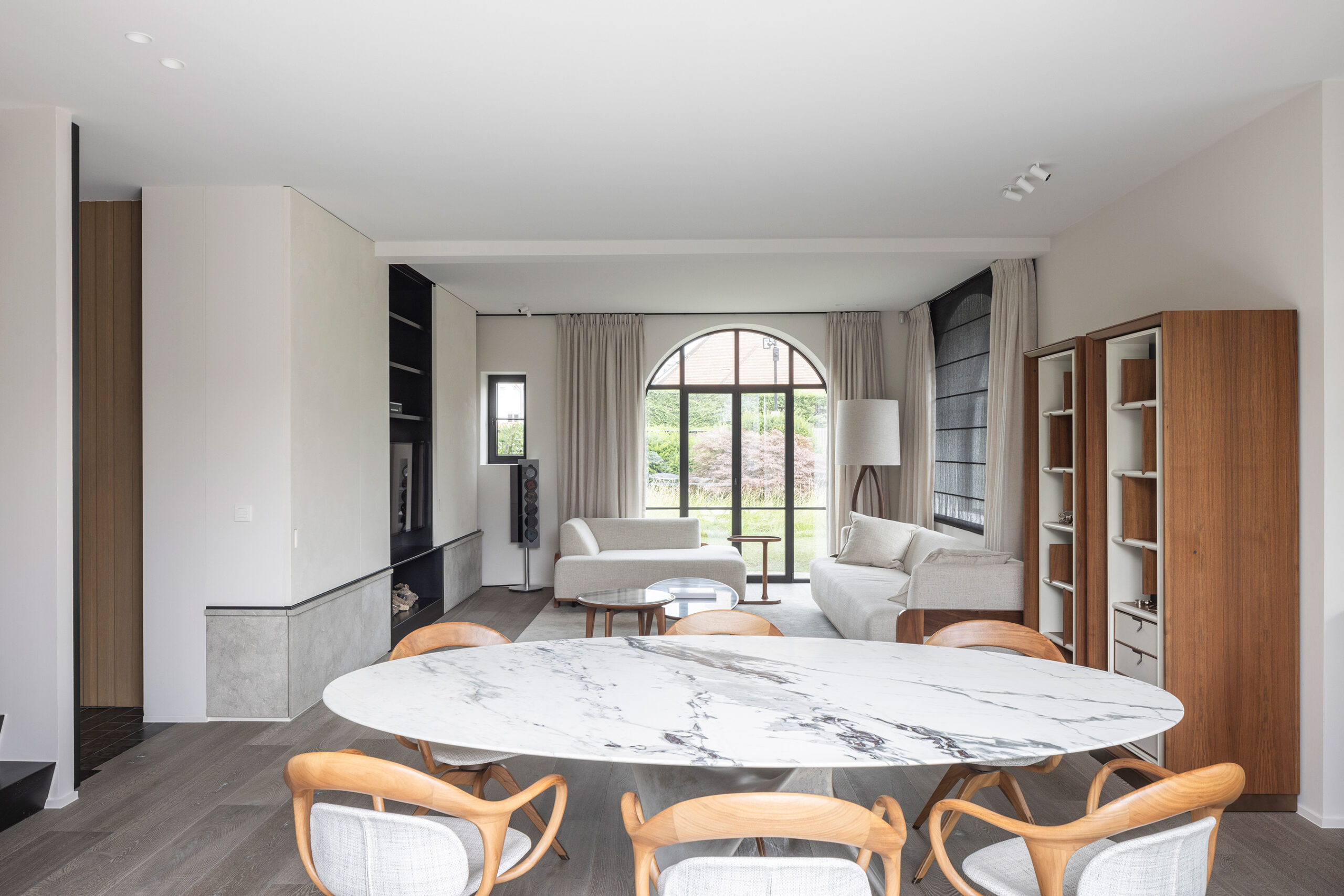 Neutral tone European oak hardwood flooring contemporary interior
