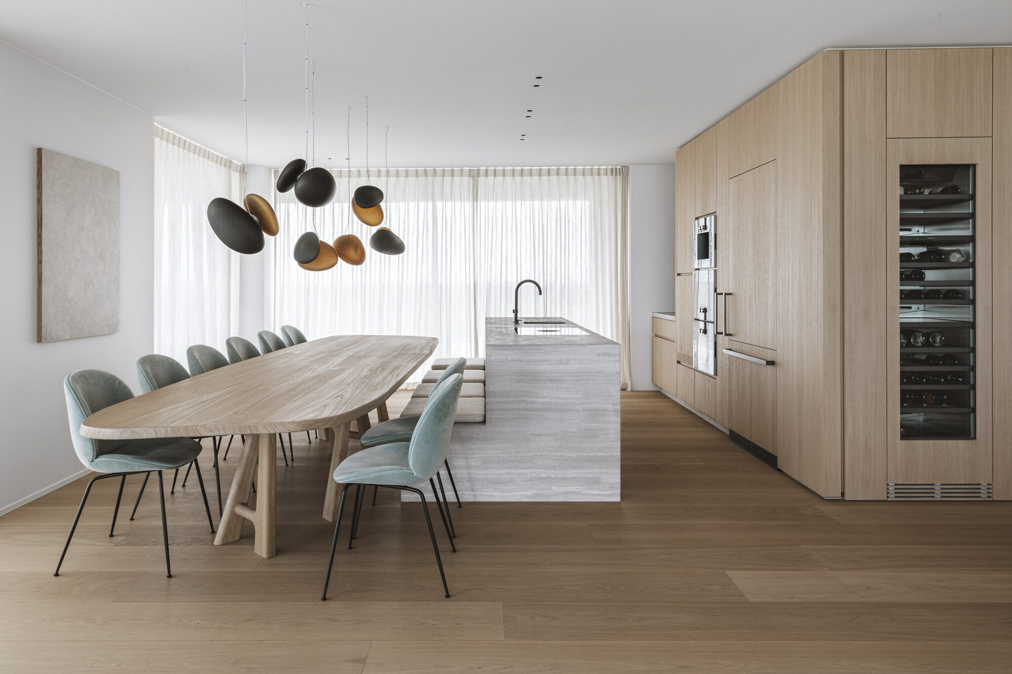 Natural European oak flooring soft tone modern Miami home