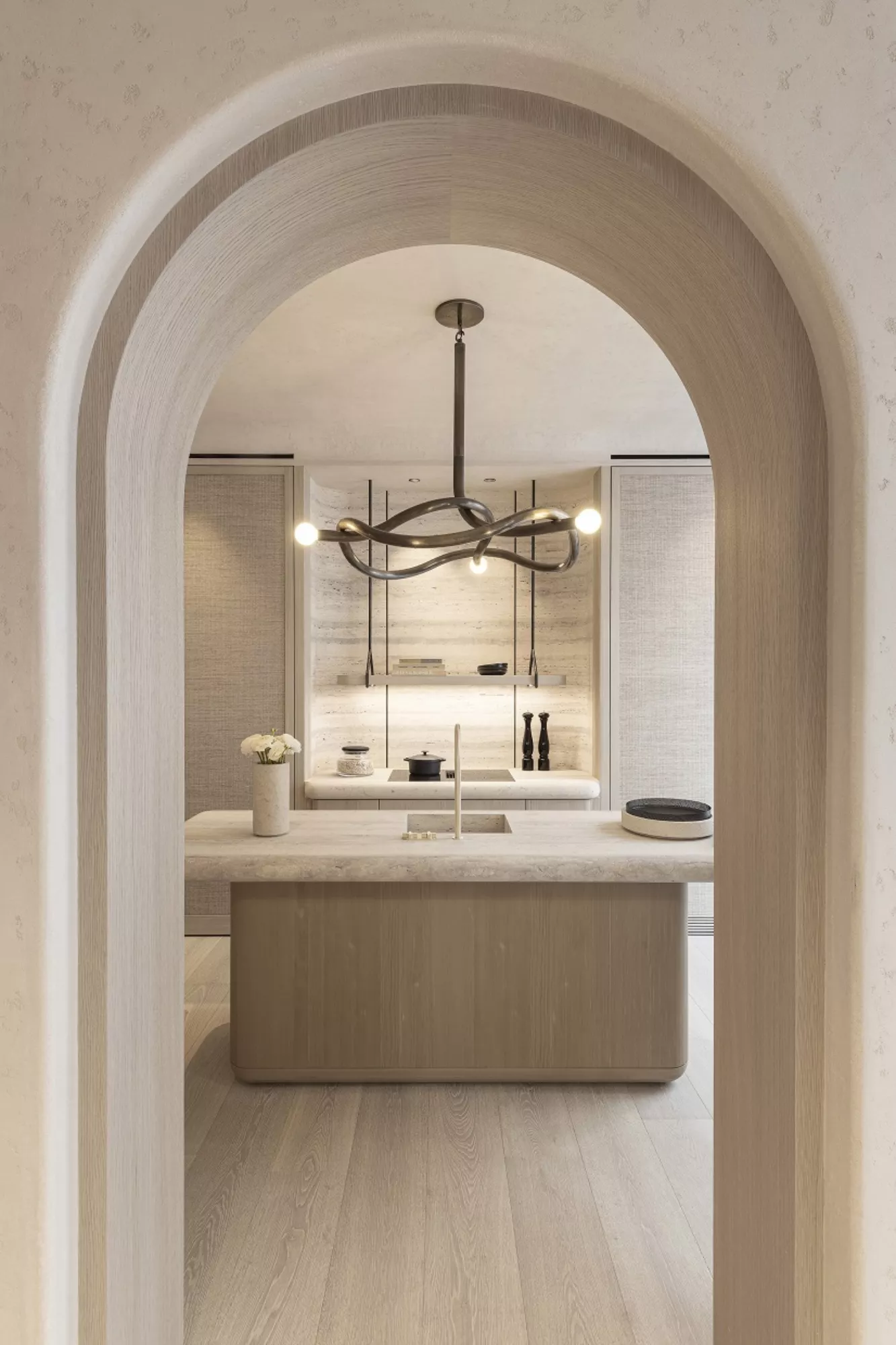 european oak flooring luxury kitchen interior arched architecture modern design