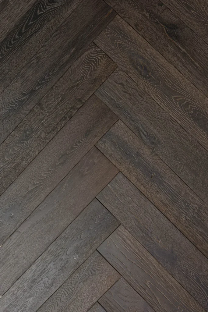 Herringbone parquet flooring dining room interior