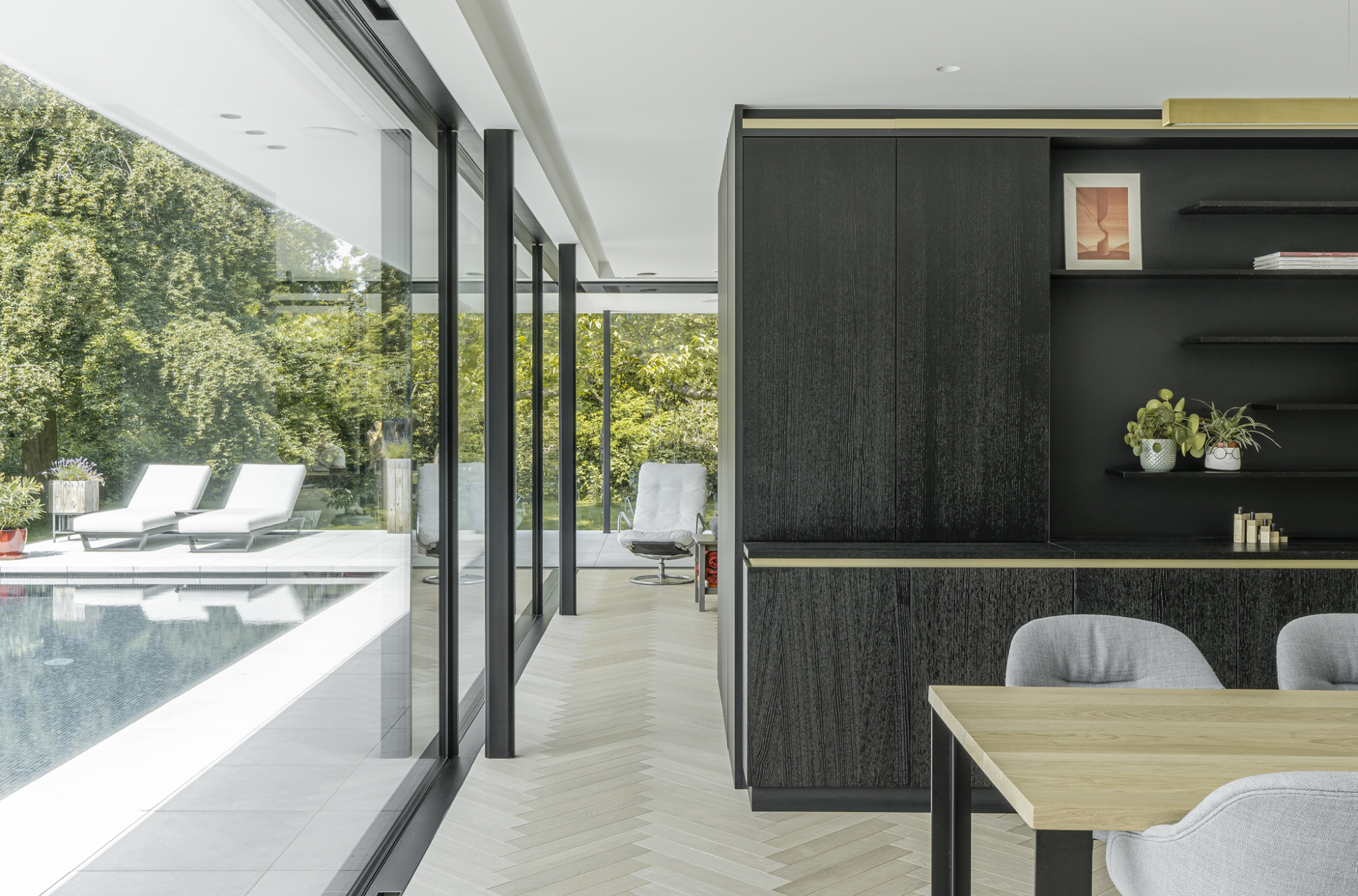 Herringbone wood flooring in Miami residence