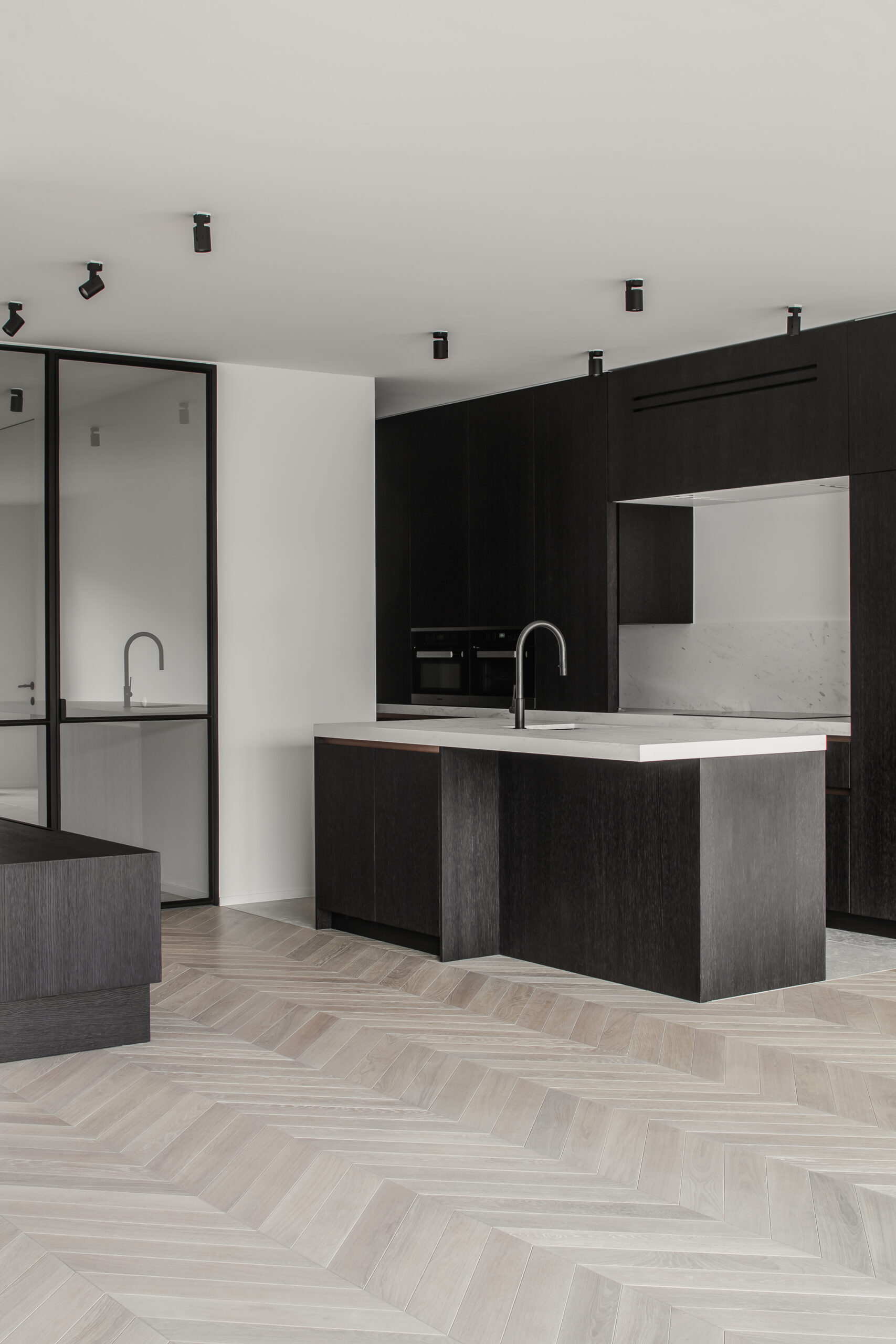chevron flooring in miami luxury condo