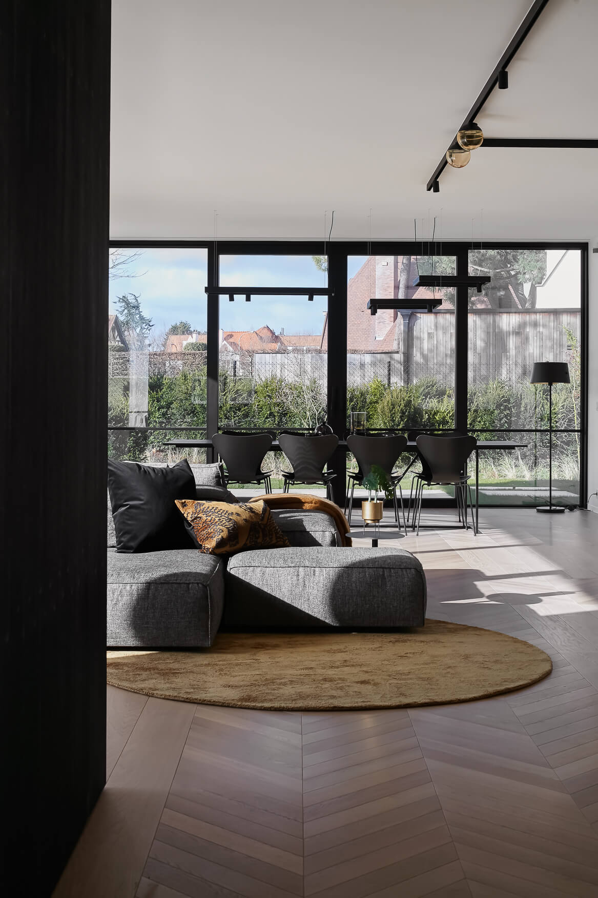 Chevron wood flooring in miami home