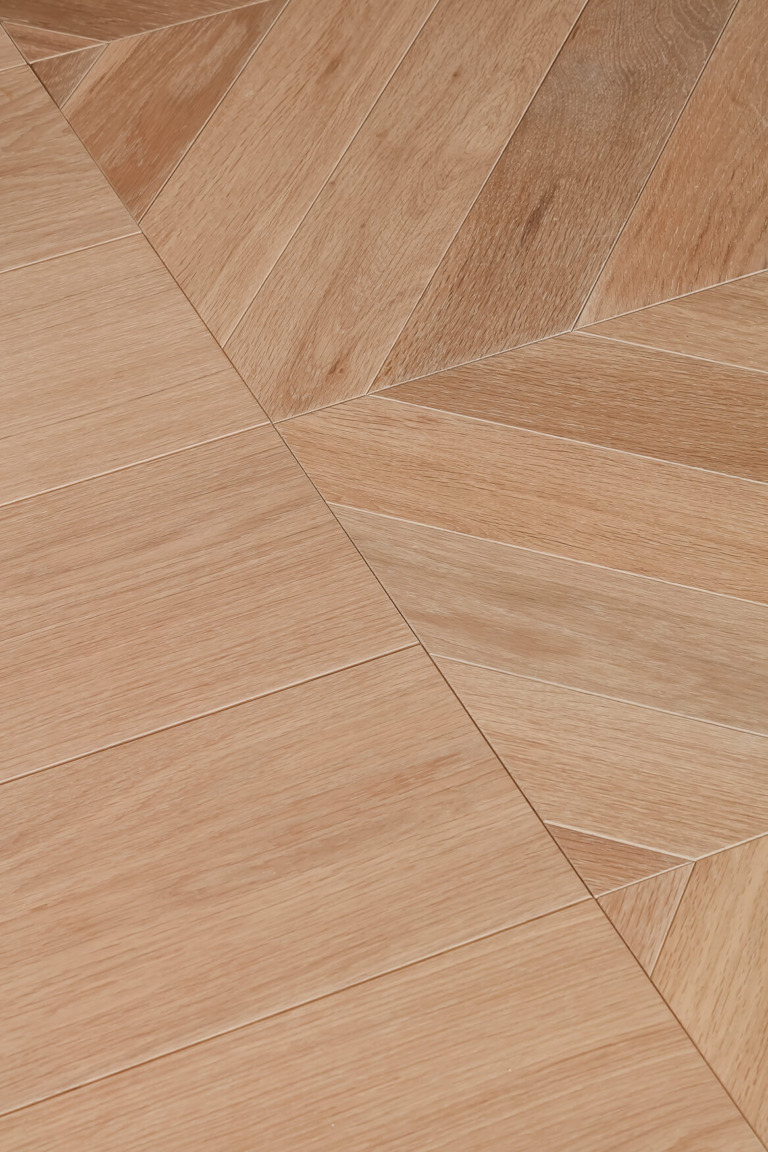 chevron parquet panels in a modern interior