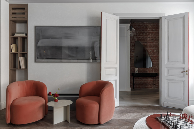 french oak chevron flooring in a luxury interior
